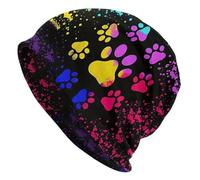 DJC BOUTIQUE Chemo Headwear Beanie Hat Bandana Soft Turban Headwrap Scarf Fully Lined Dog Puppy Bone Paw Sausage for Men or Women (Bright Paws)