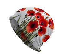 DJC BOUTIQUE Chemo Headwear Beanie Hat - Pre Tied Bandana Scarf Closed Top Cap Flower (Grey Poppies)