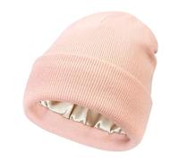 DJC BOUTIQUE Chemo Headwear Beanie Hat Satin Lined Winter Warm Super Comfort Cap Turban Bandana (UK, Alpha, One Size, Plain Knit Pale Pink)