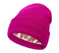 DJC BOUTIQUE Chemo Headwear Beanie Hat Satin Lined Winter Warm Super Comfort Cap Turban Bandana (UK, Alpha, One Size, Plain Knit Hot Pink)