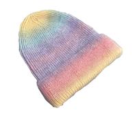 DJC BOUTIQUE Warm Chemo Headwear UK Rainbow Ribbed Knitted Stretch Winter Beanie Hat Soft Turban Cap Alopecia Bandana (Pastel Rainbow)