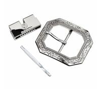 DJCAIZYY 1.5" (38mm-40mm) Single Prong Hexagonal Silver Metal Modern Western Belt Buckle
