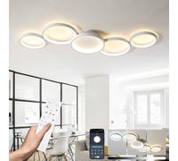 DJChen Dimmable Led Ceiling Lights Living Room, 39.2" Modern Light Fittings Ceilings, 55W, 4400LM, No Flicker, Memory Function, White Fixture Accessories for Hall, Bedroom, Lounge, Hallway, Wall