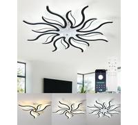 DJChen Dimmable Modern LED Ceiling Lights, 8-Head Petals Large Chandelier Lighting Fixture, 78cm 58W 5800lm Acrylic Ceiling Lamp with Remote Control APP, Indoor for Living Room, Hall, Bedroom-Black