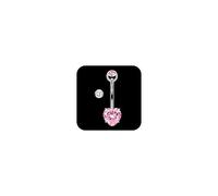 DJCIW 14G G23 Titanium Belly Button Rings for Women,Implant Grade, Internal Thread Pink Heart Gem Hypoallergenic, Available in 8mm-16mm Long Bar for Navel Piercing Healing, 10MM, cubic zirconia