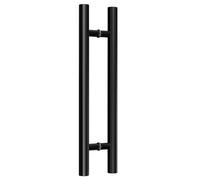 DJCYGG 1x Sliding Barn Door Handle,Stainless Steel Entrance Gate Pull Push T Bar Bathroom Shower Door Handles,Two-Sided Glass Shed Door Handle for Interior Exterior (Black,Hole Centre 600mm)