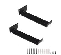 DJCYGG 2 Pack Heavy Duty Scaffold Shelf Brackets with Lips,5mm Thick Wall Mounted Shelf Shelves Supports,Floating Shelf Brackets for Storage & Home Décor,with Screws (25cm,Black)