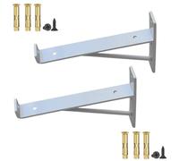 DJCYGG 2 Pack Scaffold Board Shelf Brackets with Lips,5mm Thick Heavy Duty Wall Mounted Brackets for Shelves,Floating Shelf Support for Living Room Bedroom,with Screws (20cm,White)