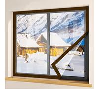 DJCYGG Window Insulation Film Kit for Winter Weatherproofing Window Insulation Kits Clear Window Coverings Keep Cold or Heat Out,Draught Excluder,Reusable,Customizable (150cm x 200cm,Brown)