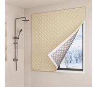 DJCYGG Window Insulation kit with Self-Adhesive Tape,Secondary Glazing Film Thermal Window Coverings to Keep Cold Out Storm Warm in Winter,No Drilling,Customizable (130cm x 150cm,Beige)
