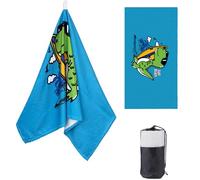 DJDEA Cartoon Crocodile Microfibre Beach& Bath Towel for Kids, Soft 70X140CM Kids Bath & Swim Towel, Towelling Swimming Towel with Net Bag for Beach, Pool, SPA, Gym, Yoga, Bathroom