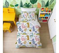 DJDEA Dinosaur Bedding - Cot Bedding Sets for Boys, 120x150cm Duvet Cover & 40x60cm Pillowcase, Colorful Dino Print Kids Bed Set, Super Soft Microfiber