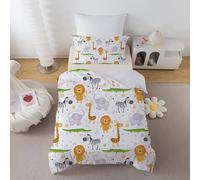 DJDEA Single Duvet Cover Set Wild Animal Pattern Print 135×200 cm, Jungle Animals Kids Bedding for Boys Teens Children Duvet Cover Matching Pillowcase 50x75cm
