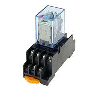 DJDLFA 10pcs MY2P HH52P MY2NJ 12V 24V DC / 110V 220V AC coil general purpose DPDT micro mini relay with socket base(DC 24)