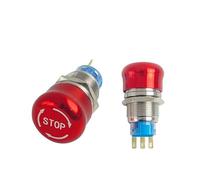 DJDLFA 19mm Metal Push Button Switch Emergency Stop Red Mushroom Knob Rotary Locking Mini DIY 3 Pins 1NO1NC