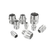 DJDLFA 1pcs DN8 DN10 DN15 DN20 DN25 DN32 DN40 Male Thread Hex Nipple Union 304 Stainless Steel Pipe Fitting Connector Coupler Water Oil air(DN15 to DN8)