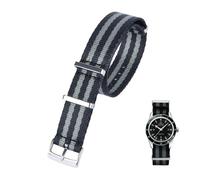 DJDLFA 20mm High Density Nylon Bracelet Soft For Omega Speedmaster 007 AT150 Aqua Terra Seatbelt Wristband Military Sport Retro Watchband For Seiko Strap Braid Belt(Black Gray)