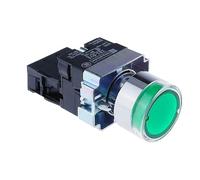 DJDLFA 22mm Momentary XB2-BW3361 Round Push Button Switch with LED Light 1NO 24V/AC220V/AC380V Green,Red,Yellow,Blue ZB2-BE101C(Green,48v)