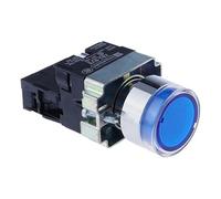 DJDLFA 22mm Momentary XB2-BW3361 Round Push Button Switch with LED Light 1NO 24V/AC220V/AC380V Green,Red,Yellow,Blue ZB2-BE101C(Blue,12V)