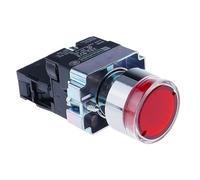 DJDLFA 22mm Momentary XB2-BW3361 Round Push Button Switch with LED Light 1NO 24V/AC220V/AC380V Green,Red,Yellow,Blue ZB2-BE101C(Red,12V)