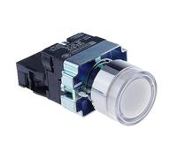 DJDLFA 22mm Momentary XB2-BW3361 Round Push Button Switch with LED Light 1NO 24V/AC220V/AC380V Green,Red,Yellow,Blue ZB2-BE101C(White,6V)