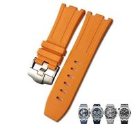 DJDLFA Natural Resin Fluorine Rubber 28mm Watchband Replacement For Audemars Royal Oak Piguet Offshore For AP Watch Strap(Orange,28mm)