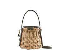 DJDLFA Women's Handbag Drowstring Straw Beach Bag Summer Woven Bucket Crossbody Shoulder Bags Bohemian Female Handmade Rattan Tote