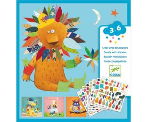 Djeco Children's Create with Stickers Kit - Decorate Cute Animals