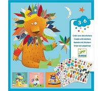 Djeco - Create with Stickers - Create Animals, Multicoloured, 20.3 x 20.3 x 2.5 centimetres