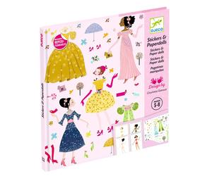 Djeco Dress Paper Dolls with Stickers - Dresses Through the Seasons