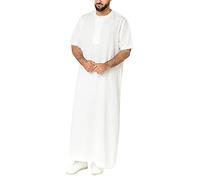 Djellaba Men's Moroccan Ramadan Eid of Prayer Qamis Men Button Down Dress Moroccan Dress with Pocket Abaya Man Islamic Prayer Kamis Man Muslim Arab Jelaba Man Muslim Kaftan, #21-white, XXL