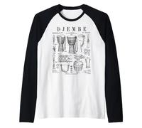 Djembe Drum African Drummer Drumming Music Vintage Patent Raglan Baseball Tee