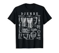 Djembe Drum African Drummer Drumming Music Vintage Patent Value Graphic T-Shirt, Men, Black, S