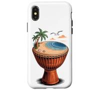 Djembe Drum Tropical Beach Palm Ocean Rhythm Music Art Case for iPhone X/XS