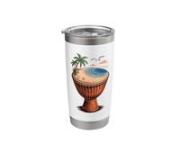 Djembe Drum Tropical Beach Palm Ocean Rhythm Music Art Stainless Steel Insulated Tumbler