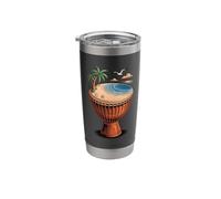 Djembe Drum Tropical Beach Palm Ocean Rhythm Music Art Stainless Steel Insulated Tumbler
