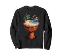 Djembe Drum Tropical Beach Palm Ocean Rhythm Music Art Sweatshirt