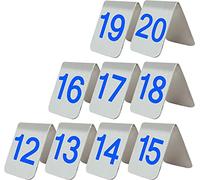 DJFKDYHPE Stainless Steel Restaurant Table Numbers, Tabletop Number Sign Tent Style, Double-Sided Number 1-10/20, Placed Smoothly On The Table, Metal Number Tags Stackable (Color : Red, Size : 7.5x6x6