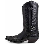 DJFOG Men Knight Boots Biker Boots Embroidery Vintage High Boots Western Cowboy Style Motorcycle Boots Pointed Toe Knight Boots,Black,8 UK
