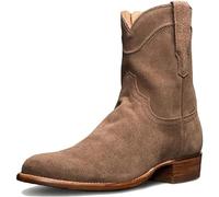 DJFOG Men's Biker Knight Boots Suede Short Boots Round Toe Riding Shoes Vintage Western Cowboy Style Large Side Zipper Shoes,Brown,40