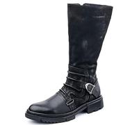 Mens Knee High Boots,Medieval Leather Shoe Gothic Retro Riding Boots with Metal Buckle Knight Warrior Multi Size Shoes,Black,41