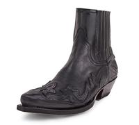 Men's Western Ankle Boots Buckle Strap Boots Retro Leather Square Toe Cowboy Short Boots Cowboy Motorcycle Boots,Black,42
