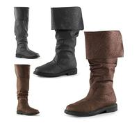 DJFOG Men's Western Boots Medieval Pirate Boots,gothic Boots for Men and Women Pulling The Calf, Flat Jazz Boots, Knight Boots,Brown,48