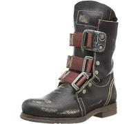 DJFOG Men's Western Cowboy Boots Vintage Motorcycle Combat Boots Mid-Tube Studded Buckle Ankle Boots,Black,44