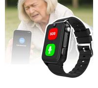 DJFYVAEIO Fall Detection Smart Watch,Video Calling, Gps Positioning, Sos Emergency Calling, Two-Way Communication, Heart Rate Monitoring,And a Camera Function, Making It Ideal for Elderly Users Black