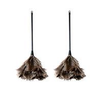 djgkENVQ Brush for Cleaning, Precipitator 2 Pcs Premium Quality Genuine Ostrich Feather Duster - Thick Soft Feathers - Attracts Dust Particles - Easy Efficient Dusting - Duster for Home