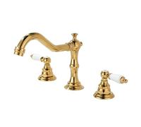 DJHFHCS 3 Hole Basin Mixer Tap, Bathroom Sink Taps Double Handle Basin Tap Brass 3 Hole Bathroom Tap-Gold enterprise