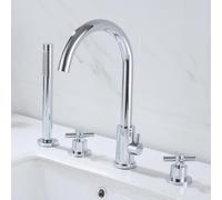 DJHFHCS 4 Hole Bath Taps Chrome Shower Head and Hose Set for Bath Taps Bathroom Hot Cold Water Tap Mixer Shower enterprise