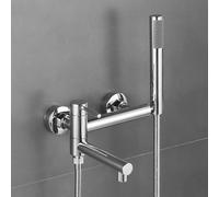 DJHFHCS Bath Shower Mixer Tap Wall Mounted Chrome 90 Swivel Tap Single Lever Bath Tap Shower Head and Hose Set for Bath Taps enterprise