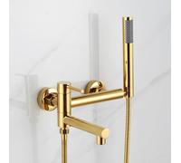 DJHFHCS Bath Shower Mixer Tap Wall Mounted Gold 90 Swivel Tap Single Lever Bath Tap Shower Head and Hose Set for Bath Taps enterprise